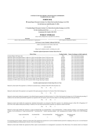 Thumbnail Public Storage 10-K Annual Report 2024