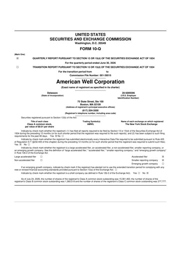 Vorschaubild American Well
 10-Q Quartalsbericht 2026 