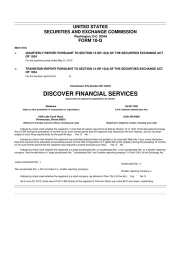 Thumbnail Discover Financial Services 10-Q Quarterly Report FY2012 