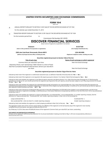 Thumbnail Discover Financial Services 10-K Annual Report 2013