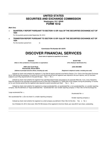 Thumbnail Discover Financial Services 10-Q Quarterly Report FY2014 