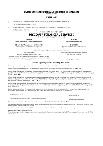 Thumbnail Discover Financial Services 10-K Annual Report 2016