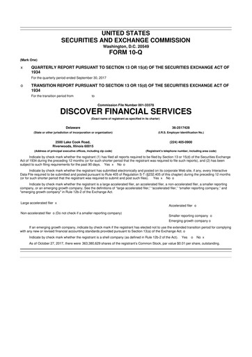 Thumbnail Discover Financial Services 10-Q Quarterly Report FY2017 