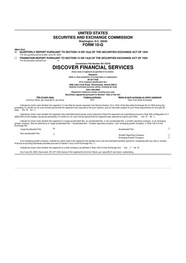 Thumbnail Discover Financial Services 10-Q Quarterly Report FY2024 