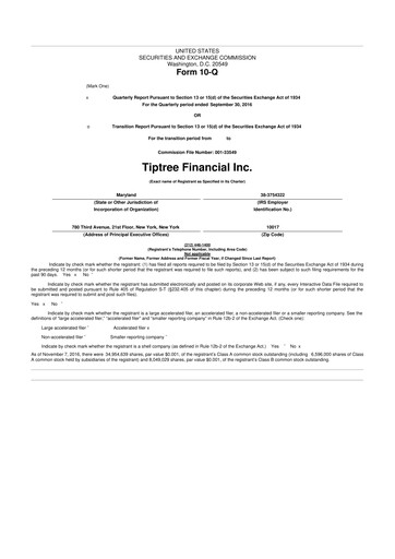 Thumbnail Tiptree 10-Q Quarterly Report FY2016 