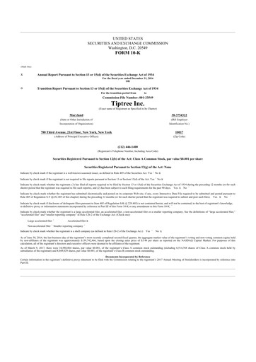 Thumbnail Tiptree 10-K Annual Report 2016