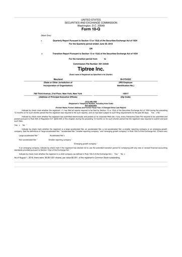 Thumbnail Tiptree 10-Q Quarterly Report FY2018 