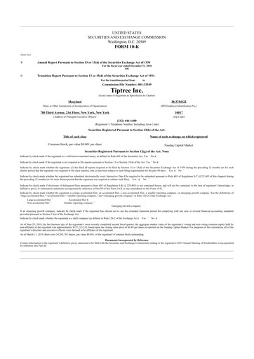 Thumbnail Tiptree 10-K Annual Report 2018