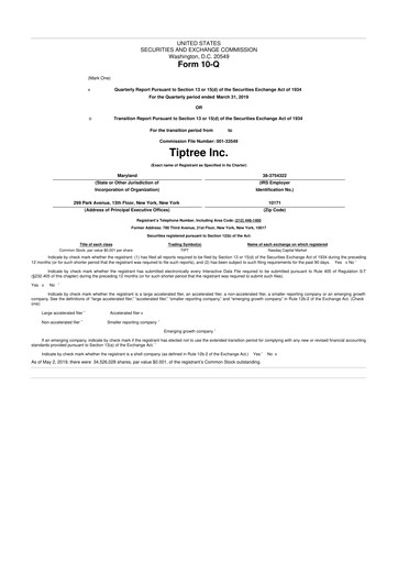 Thumbnail Tiptree 10-Q Quarterly Report FY2019 