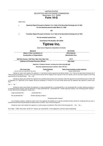 Thumbnail Tiptree 10-Q Quarterly Report FY2020 