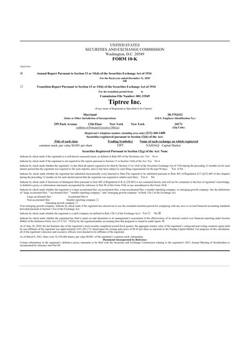 Thumbnail Tiptree 10-K Annual Report 2020