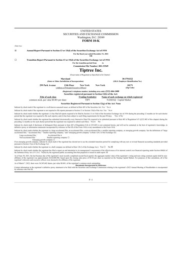 Thumbnail Tiptree 10-K Annual Report 2021