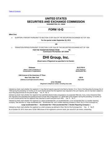 Thumbnail DHI Group 10-Q Quarterly Report FY2015 