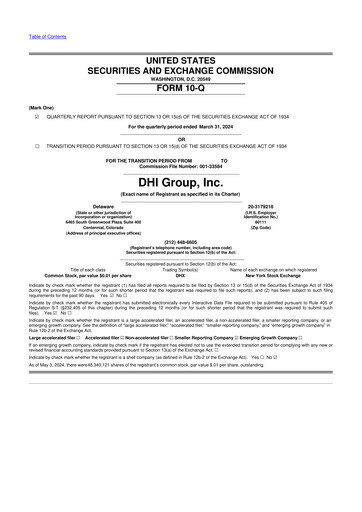 Thumbnail DHI Group 10-Q Quarterly Report FY2024 