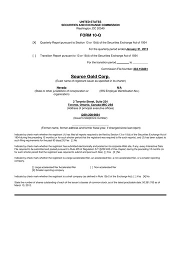 Thumbnail Golden Matrix Group 10-Q Quarterly Report FY2012 