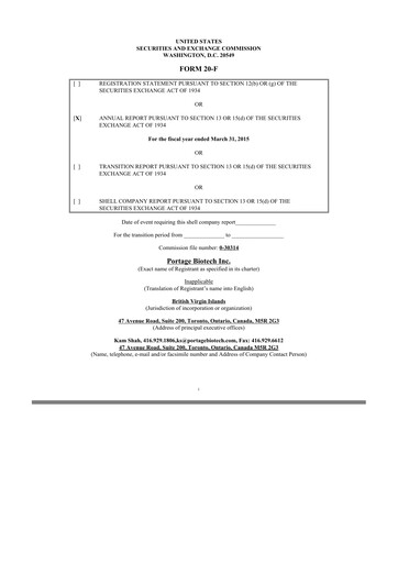 Vorschaubild Portage Biotech 20-F Jahresbericht 