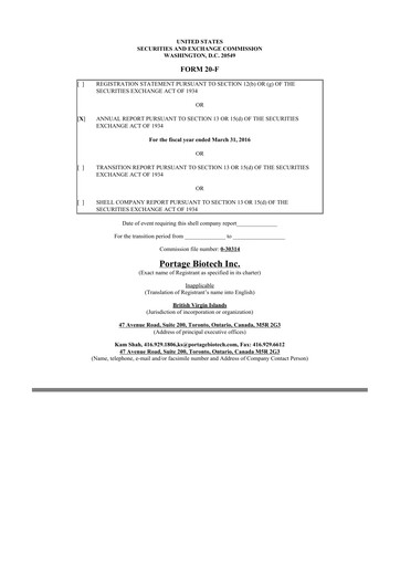 Vorschaubild Portage Biotech 20-F Jahresbericht 