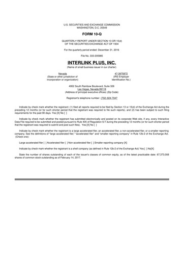 Thumbnail Loop Media 10-Q Quarterly Report FY2017 