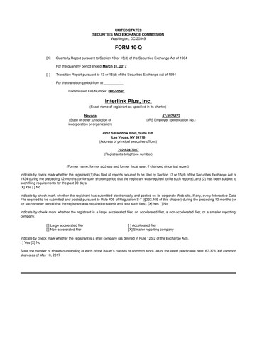 Thumbnail Loop Media 10-Q Quarterly Report FY2017 