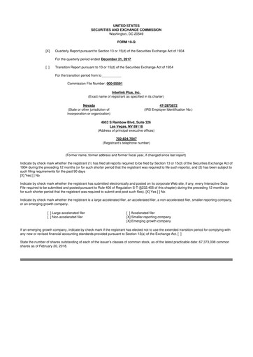 Thumbnail Loop Media 10-Q Quarterly Report FY2018 