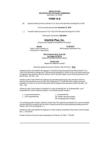 Thumbnail Loop Media 10-Q Quarterly Report FY2020 