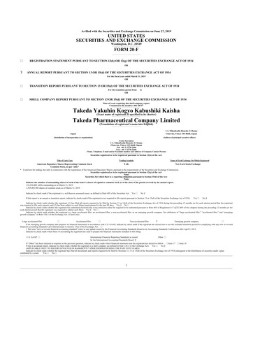 Thumbnail Takeda Pharmaceutical 20-F Annual Report 2019