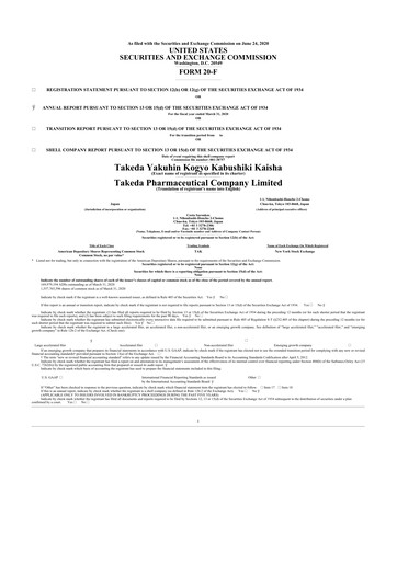 Thumbnail Takeda Pharmaceutical 20-F Annual Report 2020