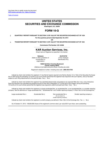 Thumbnail OPENLANE Corporate 10-Q Quarterly Report FY2013 