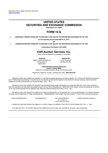 Thumbnail OPENLANE Corporate 10-Q Quarterly Report FY2015 