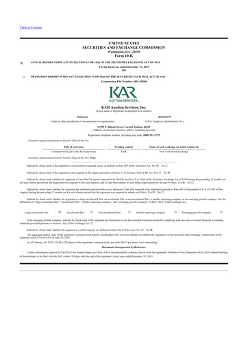 Thumbnail OPENLANE Corporate 10-K Annual Report 2019