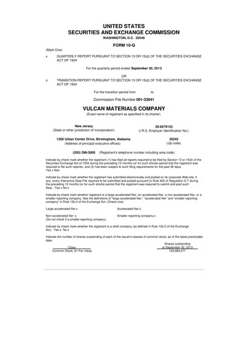 Vorschaubild Vulcan Materials 10-Q Quartalsbericht 2013 