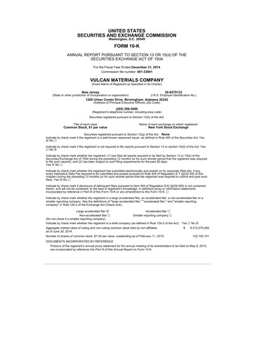 Thumbnail Vulcan Materials 10-K Annual Report 2014