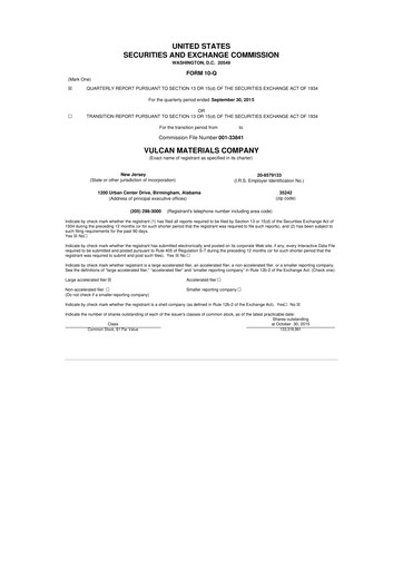 Vorschaubild Vulcan Materials 10-Q Quartalsbericht 2015 