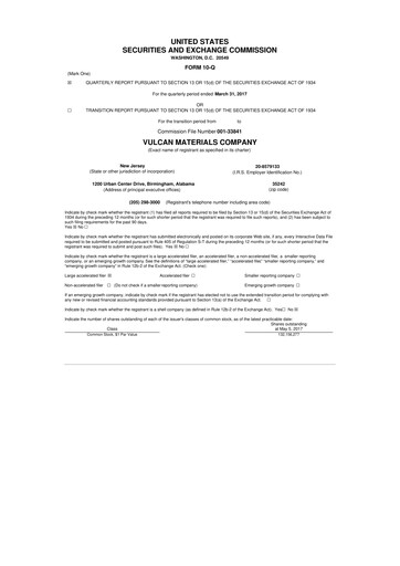 Vorschaubild Vulcan Materials 10-Q Quartalsbericht 2017 