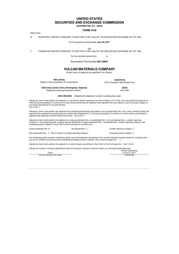 Vorschaubild Vulcan Materials 10-Q Quartalsbericht 2017 