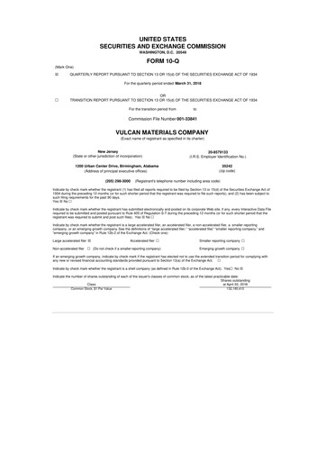 Vorschaubild Vulcan Materials 10-Q Quartalsbericht 2018 