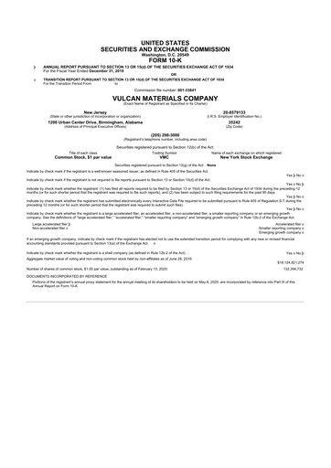 Thumbnail Vulcan Materials 10-K Annual Report 2019