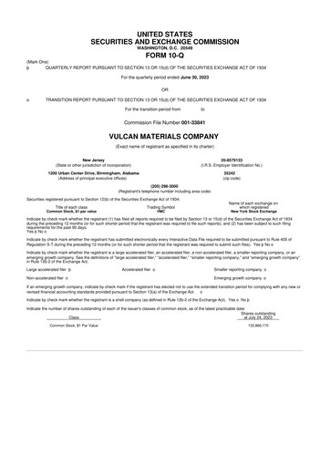 Vorschaubild Vulcan Materials 10-Q Quartalsbericht 2023 