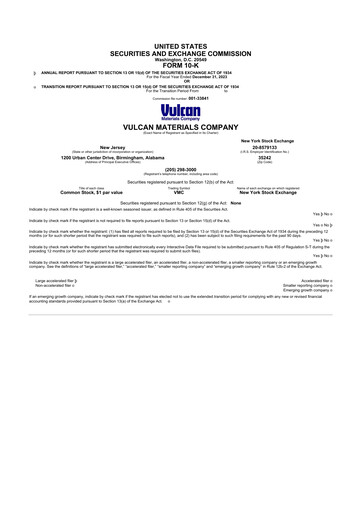 Thumbnail Vulcan Materials 10-K Annual Report 2023