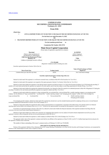 Thumbnail Main Street Capital
 10-K Annual Report 2022