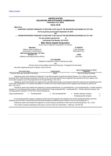 Thumbnail Main Street Capital
 10-Q Quarterly Report FY2023 