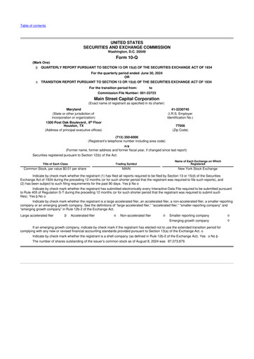 Thumbnail Main Street Capital
 10-Q Quarterly Report FY2024 