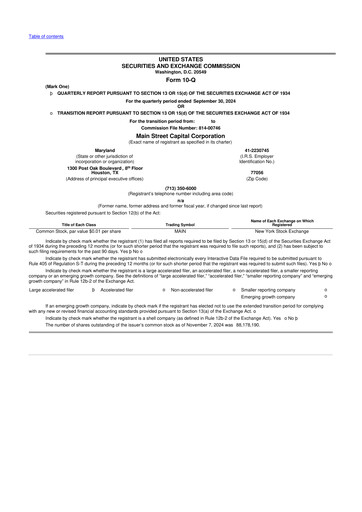 Thumbnail Main Street Capital
 10-Q Quarterly Report FY2024 