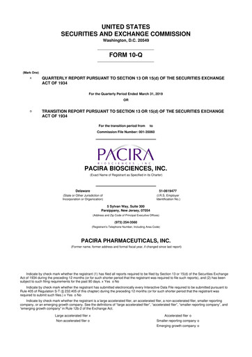 Vorschaubild Pacira Biosciences
 10-Q Quartalsbericht 2019 