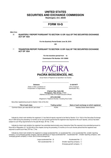 Vorschaubild Pacira Biosciences
 10-Q Quartalsbericht 2019 