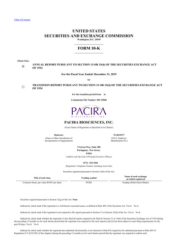 Thumbnail Pacira Biosciences
 10-K Annual Report 2019