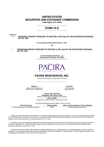 Vorschaubild Pacira Biosciences
 10-Q Quartalsbericht 2021 