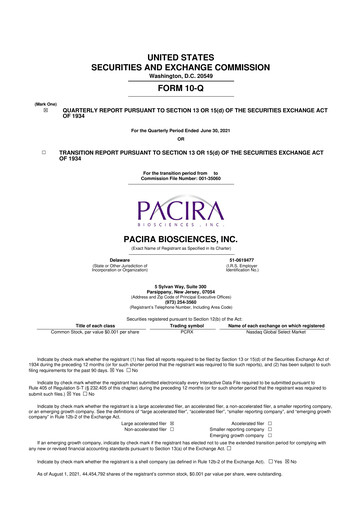 Vorschaubild Pacira Biosciences
 10-Q Quartalsbericht 2021 