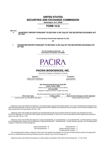 Vorschaubild Pacira Biosciences
 10-Q Quartalsbericht 2021 