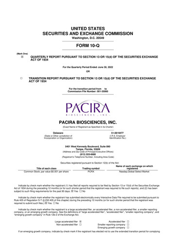 Vorschaubild Pacira Biosciences
 10-Q Quartalsbericht 2022 